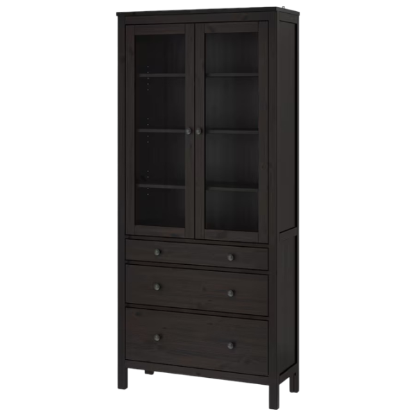 Dulap cu vitrină Ikea Hemnes 3 PAL / Black Brown photo 1 Dulap cu vitrină Ikea Hemnes 3 PAL / Black Brown photo 1