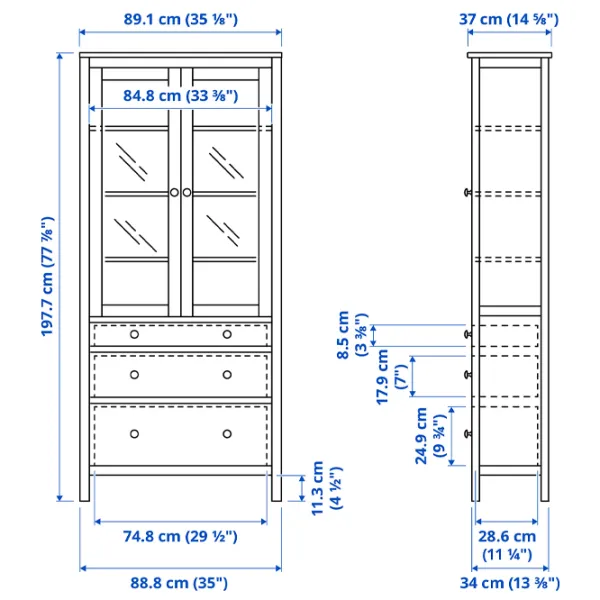 Dulap cu vitrină Ikea Hemnes 3 PAL / Black Brown photo 2 Dulap cu vitrină Ikea Hemnes 3 PAL / Black Brown photo 2