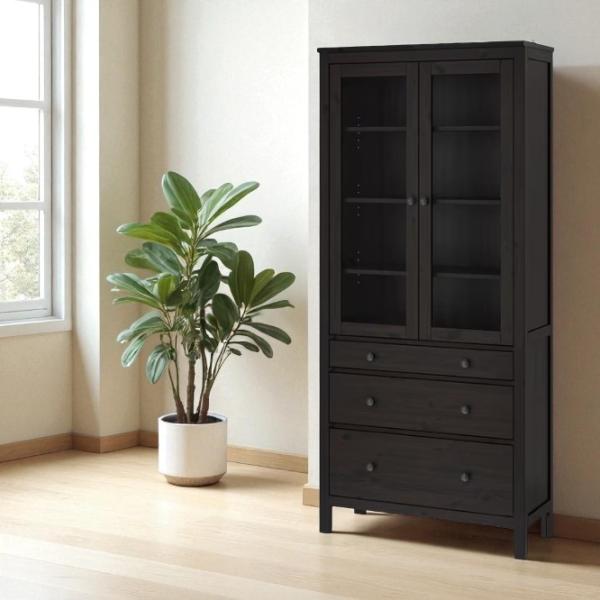 Dulap cu vitrină Ikea Hemnes 3 PAL / Black Brown photo 4 Dulap cu vitrină Ikea Hemnes 3 PAL / Black Brown photo 4