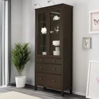 Dulap cu vitrină Ikea Hemnes 3 PAL / Black Brown photo 5