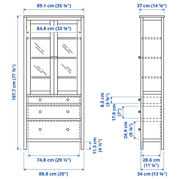 Dulap cu vitrină Ikea Hemnes 3 PAL / Light Brown photo 2