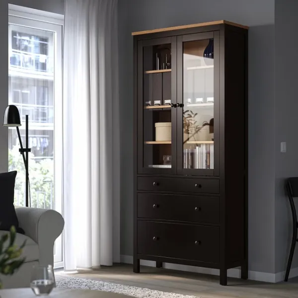 Dulap cu vitrină Ikea Hemnes 3 PAL / Light Brown photo 3