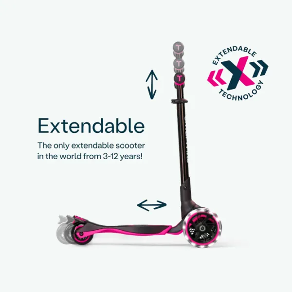 Trotinetă pentru copii cu trei roți SmarTrike Xtend Scooter Ride-on (12M-12Y) 50 kg/ Pink photo 6