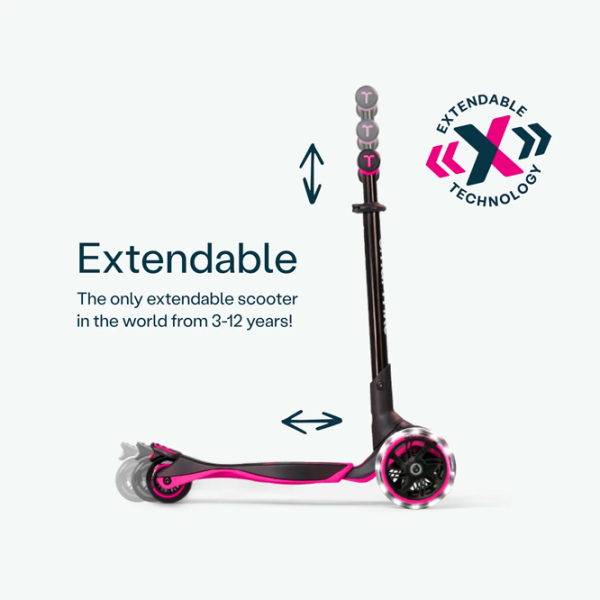 Trotinetă pentru copii cu trei roți SmarTrike Xtend Scooter Ride-on (12M-12Y) 50 kg/ Pink photo 6