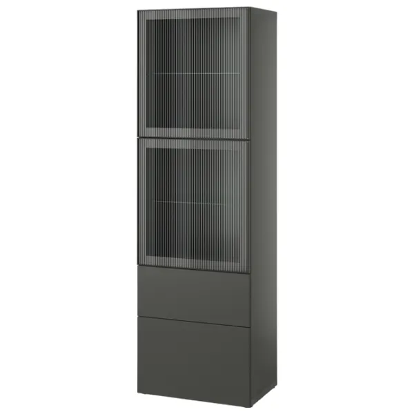 Dulap cu vitrină Ikea Besta/Lappviken/Fallsvik Sticlă / Dark grey photo 1