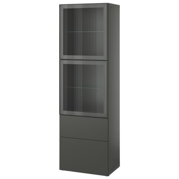 Dulap cu vitrină Ikea Besta/Lappviken/Fallsvik Sticlă / Dark grey photo 1