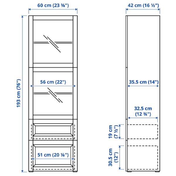 Dulap cu vitrină Ikea Besta/Lappviken/Fallsvik Sticlă / Dark grey photo 6