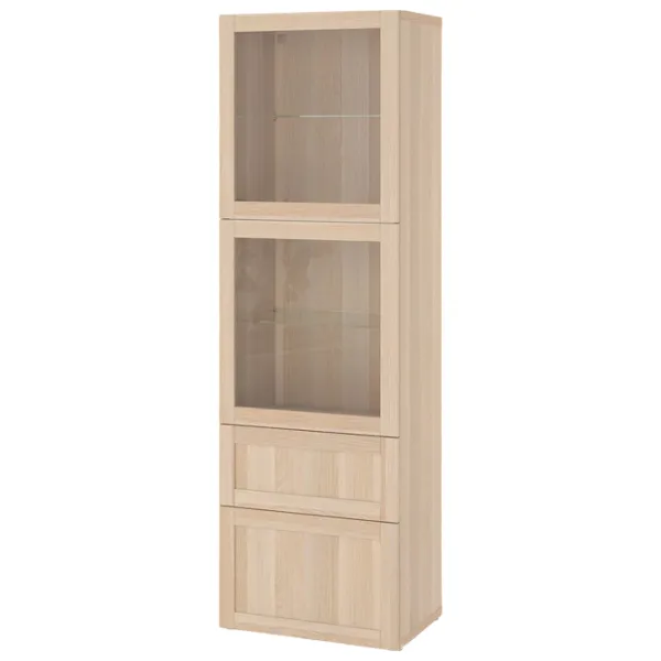 Dulap cu vitrină Ikea Besta/Hanviken Sticlă / Whitewashed Oak photo 1