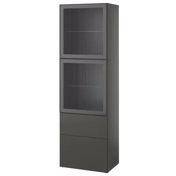 Dulap cu vitrină Ikea Besta/Lappviken/Fallsvik Sticlă / Dark grey photo 1