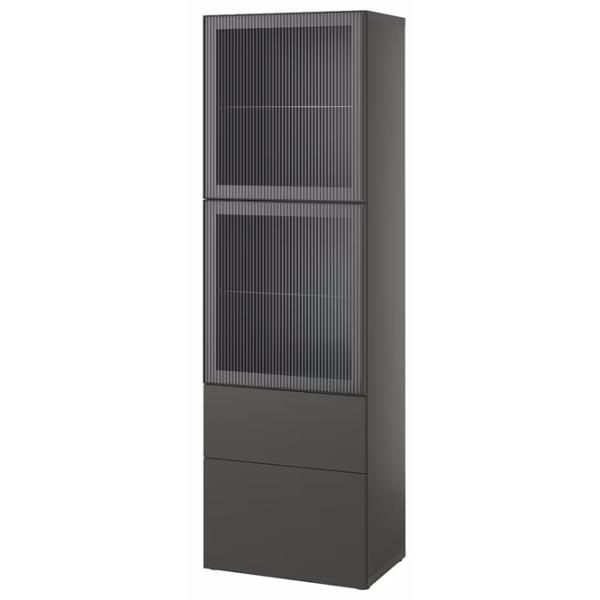 Dulap cu vitrină Ikea Besta/Lappviken/Fallsvik Sticlă / Dark grey photo 1