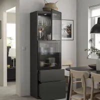Dulap cu vitrină Ikea Besta/Lappviken/Fallsvik Sticlă / Dark grey photo 3
