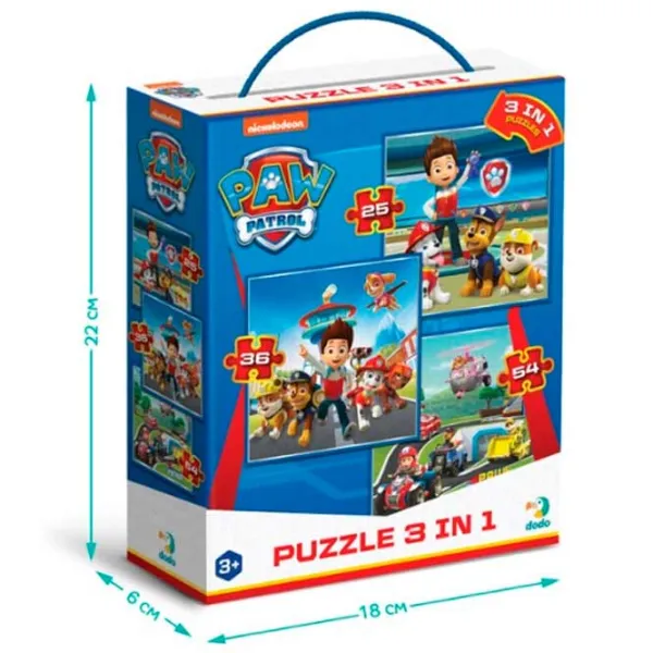 Puzzle DoDo 3in1 Paw Patrol 3+/ Количество деталей: 115 photo 5