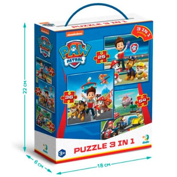 Puzzle DoDo 3in1 Paw Patrol 3+/ Количество деталей: 115 photo 5