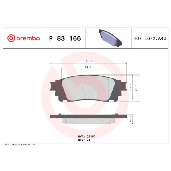 Тормозные колодки Brembo P 83 166 Задние / Дисковые  photo 2 Тормозные колодки Brembo P 83 166 Задние / Дисковые  photo 2
