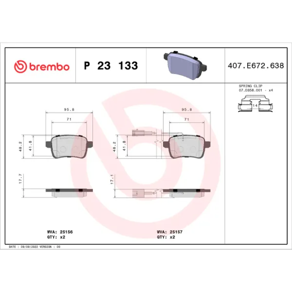 Тормозные колодки Brembo P 23 133 Задние / Дисковые  photo 2 Тормозные колодки Brembo P 23 133 Задние / Дисковые  photo 2