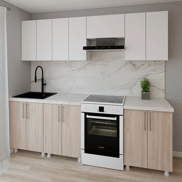 Кухня Smartex K1 ДСП меламин / Светлый Дуб photo 2 Кухня Smartex K1 ДСП меламин / Светлый Дуб photo 2