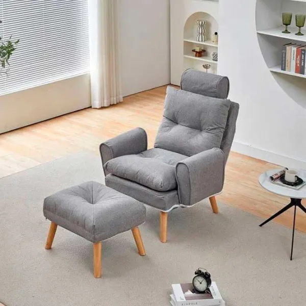 Fotoliu de grădină Ekspand S1380 Lemn / Stofă / Gray Beige photo 3