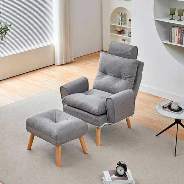 Fotoliu de grădină Ekspand S1380 Lemn / Stofă / Gray Beige photo 3