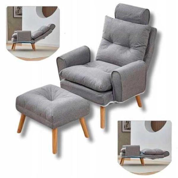 Fotoliu de grădină Ekspand S1380 Lemn / Stofă / Gray Beige photo 4