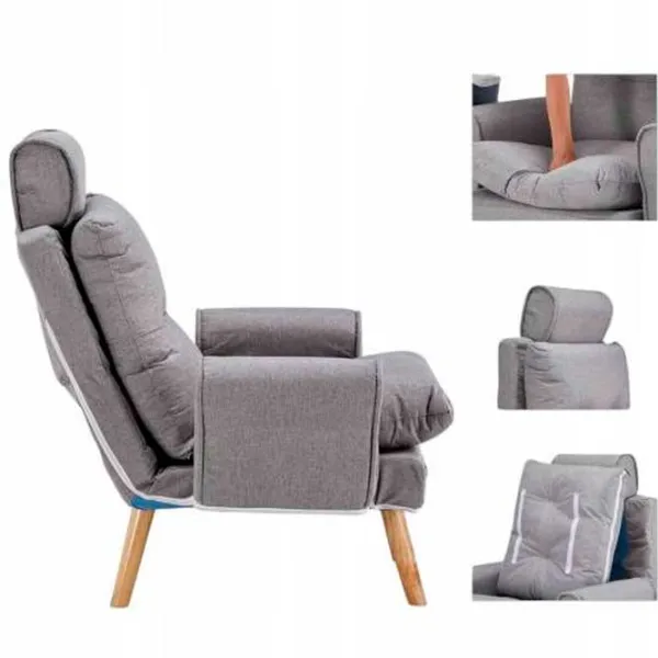 Fotoliu de grădină Ekspand S1380 Lemn / Stofă / Gray Beige photo 5