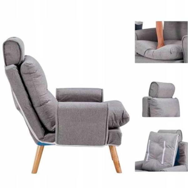 Fotoliu de grădină Ekspand S1380 Lemn / Stofă / Gray Beige photo 5