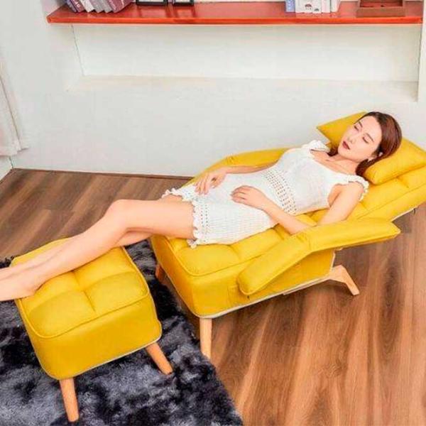 Fotoliu de grădină Ekspand S1408 Lemn / Poliester / Yellow Beige photo 3