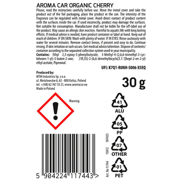 Ароматизатор для авто Aroma Car Organic Slide Вишня / / Приборная панель в авто photo 2