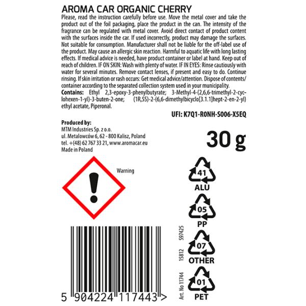 Ароматизатор для авто Aroma Car Organic Slide Вишня / / Приборная панель в авто photo 2