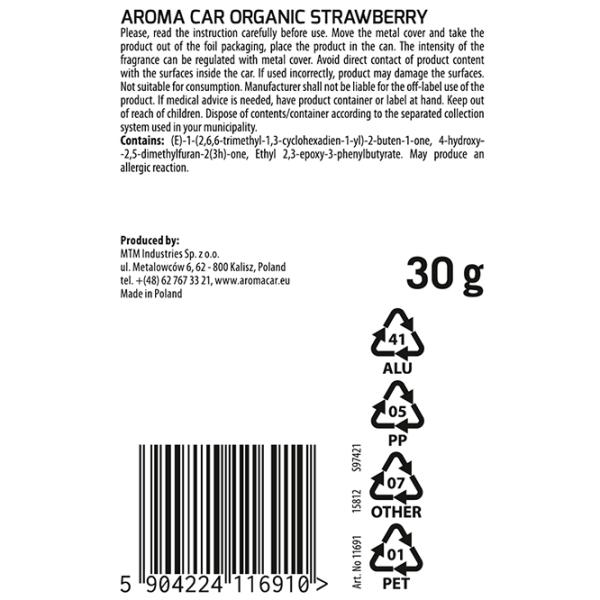 Ароматизатор для авто Aroma Car Organic Slide Клубника / / Приборная панель в авто photo 2 Ароматизатор для авто Aroma Car Organic Slide Клубника / / Приборная панель в авто photo 2