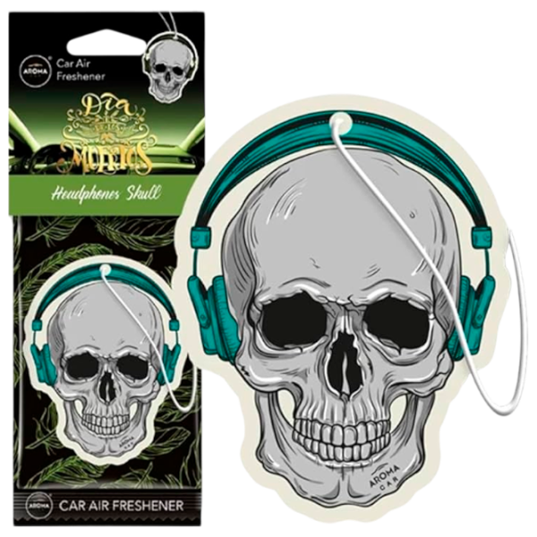Ароматизатор для авто Aroma Car Cellulose Dia de Los Muertos Headphones Skull Proaspăt / / на зеркале photo 1