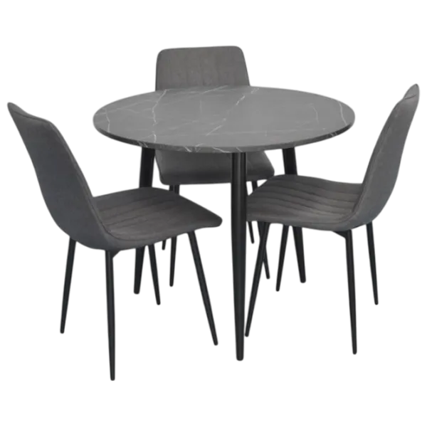 Обеденные стол со стульями Evelin DT 404-6B + 3 XR-154B Круглая / ДСП / Серый photo 1 Обеденные стол со стульями Evelin DT 404-6B + 3 XR-154B Круглая / ДСП / Серый photo 1