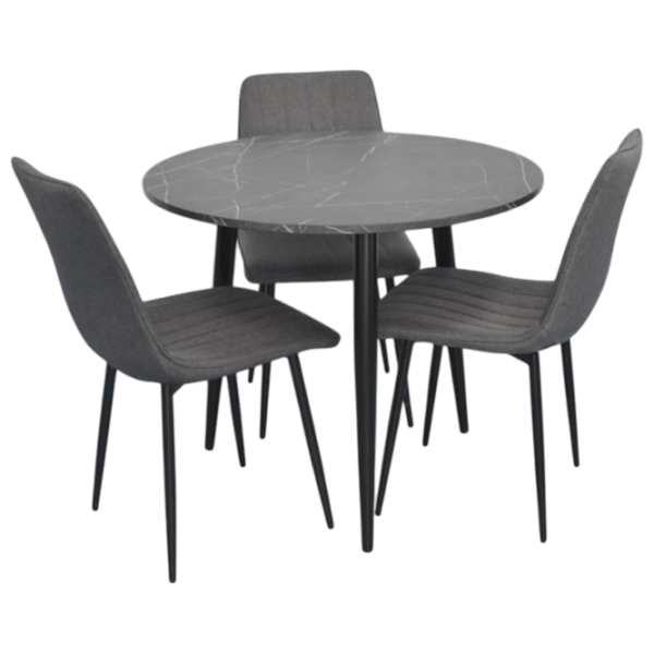 Обеденные стол со стульями Evelin DT 404-6B + 3 XR-154B Круглая / ДСП / Серый photo 1 Обеденные стол со стульями Evelin DT 404-6B + 3 XR-154B Круглая / ДСП / Серый photo 1