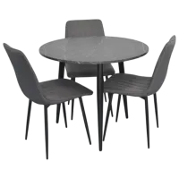 Set masă și scaune Evelin DT 404-6B + 3 XR-154B Rotundă / PAL / Gray