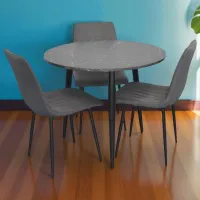 Set masă și scaune Evelin DT 404-6B + 3 XR-154B Rotundă / PAL / Gray photo 3