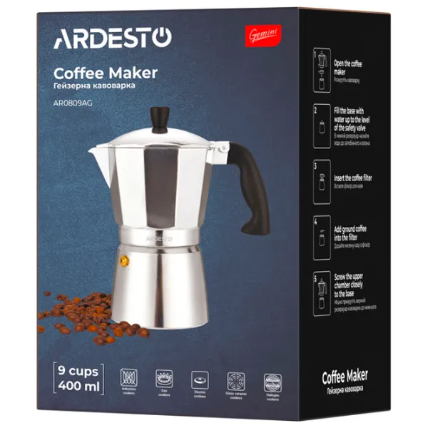 Cafetieră Ardesto AR0809AG 0.4l / Aluminiu / Inox photo 6