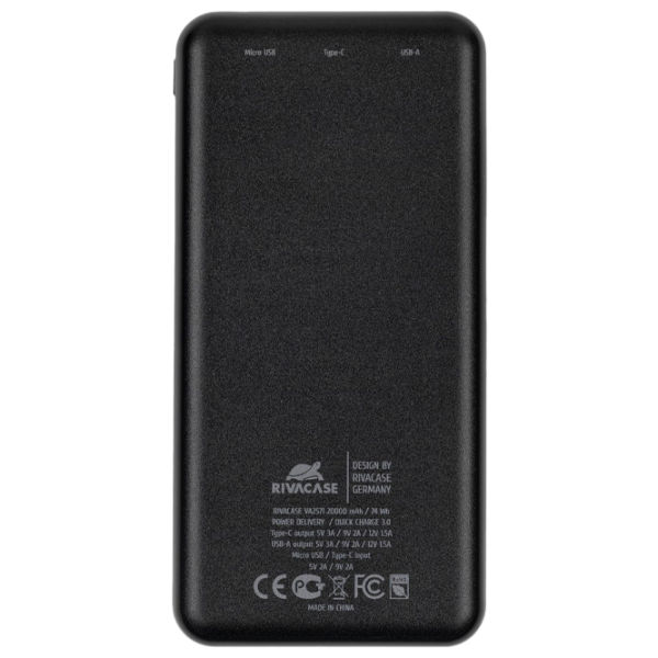 Power Bank RivaCase VA2571 20000 mAh/ Black photo 2