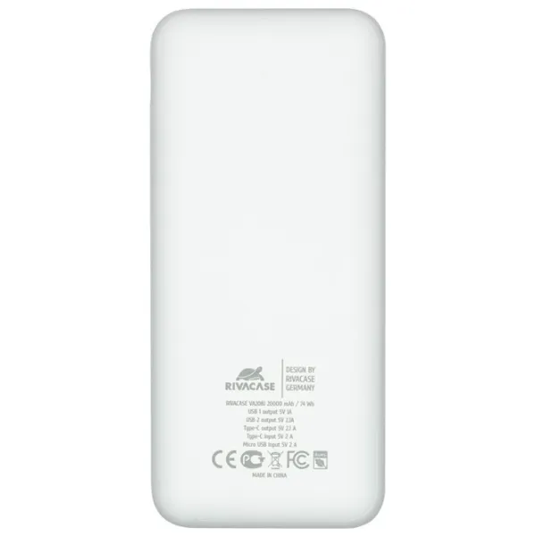 Power Bank RivaCase VA2081 20000 mAh/ White photo 2