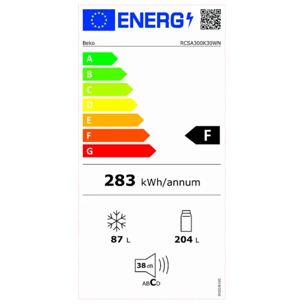 Frigider Beko RCSA300K30WN cu congelator jos 291 l / 181.3 cm / White photo 5