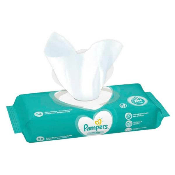 Șervețele umede Pampers Sensitive 1 x 52 pentru bebeluși photo 3