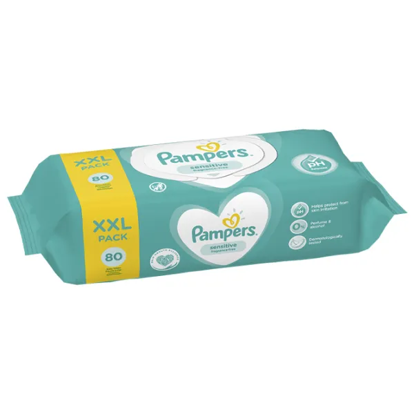 Șervețele umede Pampers Sensitive 1 x 80 pentru bebeluși photo 3