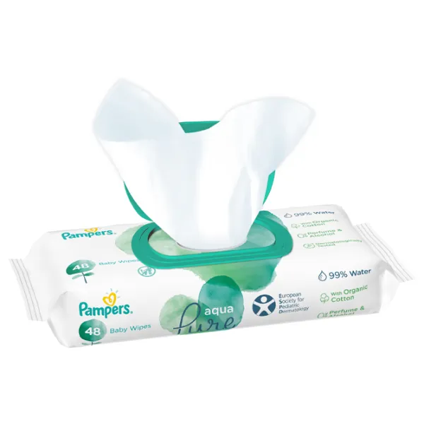Влажные салфетки Pampers Aqua Pure 1 x 48 для младенцев photo 2