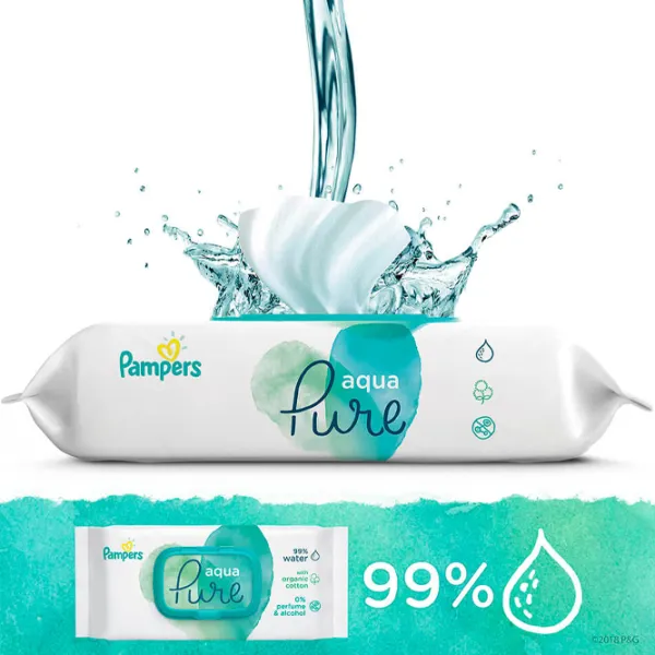 Влажные салфетки Pampers Aqua Pure 1 x 48 для младенцев photo 3
