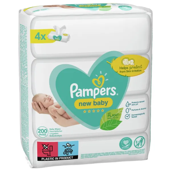 Влажные салфетки Pampers New Baby 4 x 50 для младенцев photo 2