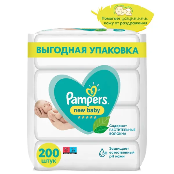 Влажные салфетки Pampers New Baby 4 x 50 для младенцев photo 3