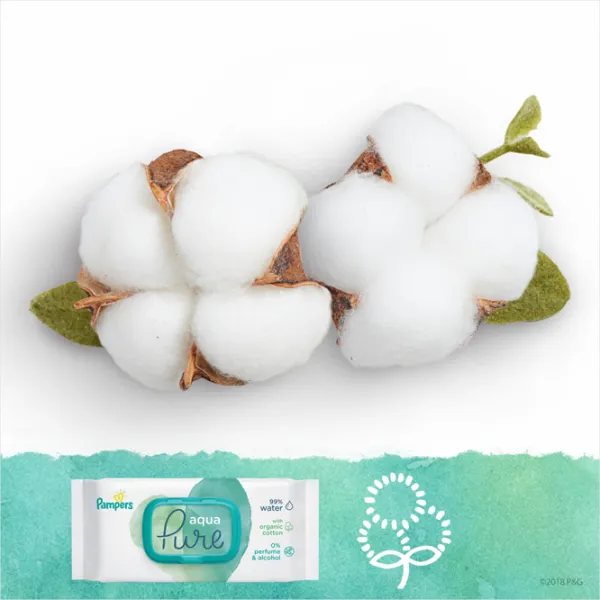 Влажные салфетки Pampers Aqua Pure 2+1 x 48 для младенцев photo 4