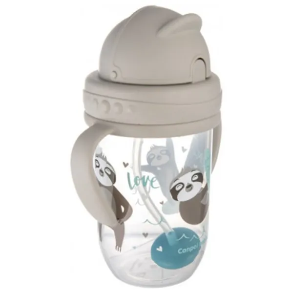 Sticluță cu pai Canpol 56/ 606 270 ml 6 luni/ Plastic/ Gray photo 2