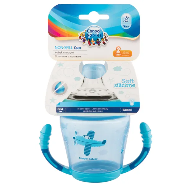 Sticluță Canpol 56/ 502 230 ml 9 luni/ Silicon, plastic/ Blue photo 2 Sticluță Canpol 56/ 502 230 ml 9 luni/ Silicon, plastic/ Blue photo 2