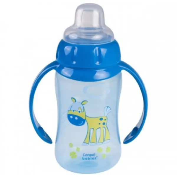 Sticluță cu pai Canpol 56/ 512 320 ml 6 luni/ Silicon, plastic/ Blue photo 4