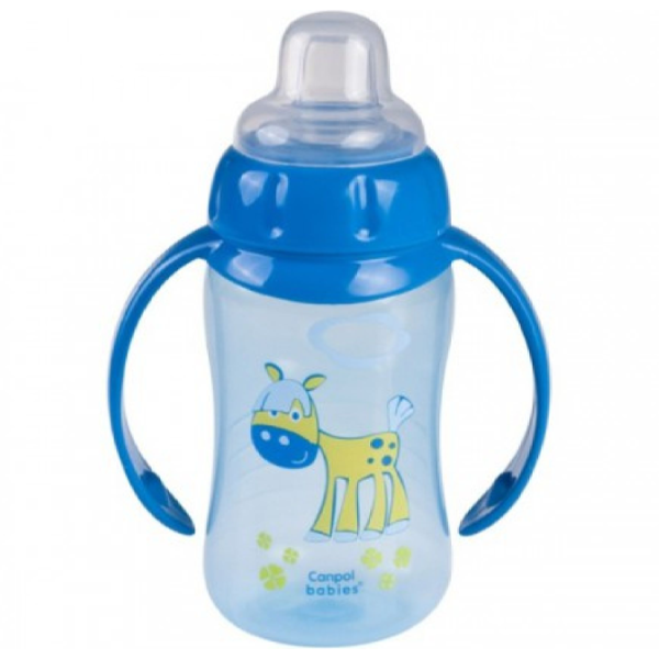 Sticluță cu pai Canpol 56/ 512 320 ml 6 luni/ Silicon, plastic/ Blue photo 4