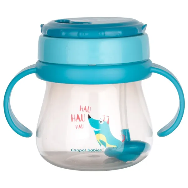 Sticluță cu pai Canpol 56/ 517 250 ml 9 luni/ Plastic/ Blue photo 2